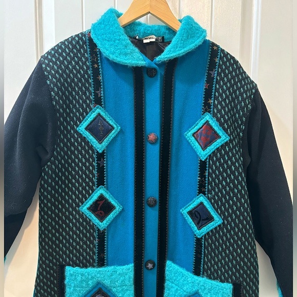 Coloratura Vintage Mystical Whimsical Wool Trench Coat Small Medium - Picture 2 of 10